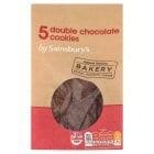 Sainsburys Taste the Difference brown top red bottom paper bag see through window bottom half to see double chocolate cookies