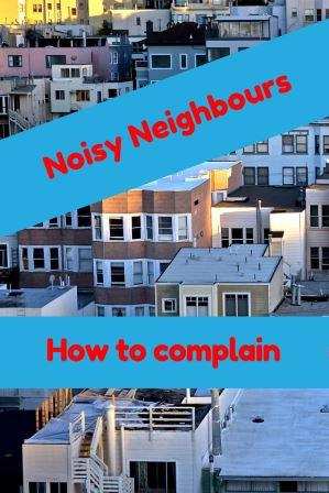 lots of houses text says noisy neighbours how to complain