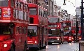 4 London red buses