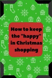 Christmas paper red square with How to keep the happy in Christmas shopping in red box, black frame