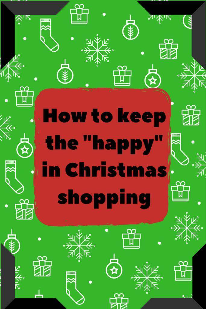 Christmas paper red square with How to keep the happy in Christmas shopping in red box, black frame