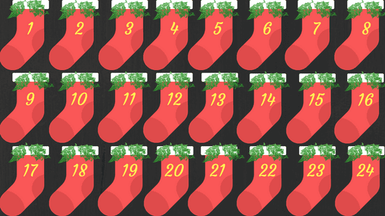 Christmas stocking to decorate a reverse advent calendar for the foodbank