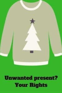 Christmas jumper on green background unwanted present your rights