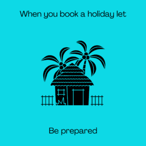 Blue square black house graphic with palm tree