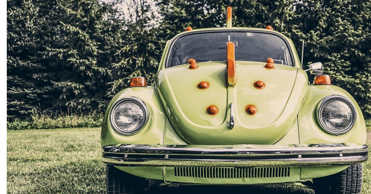 decorated car with added parts