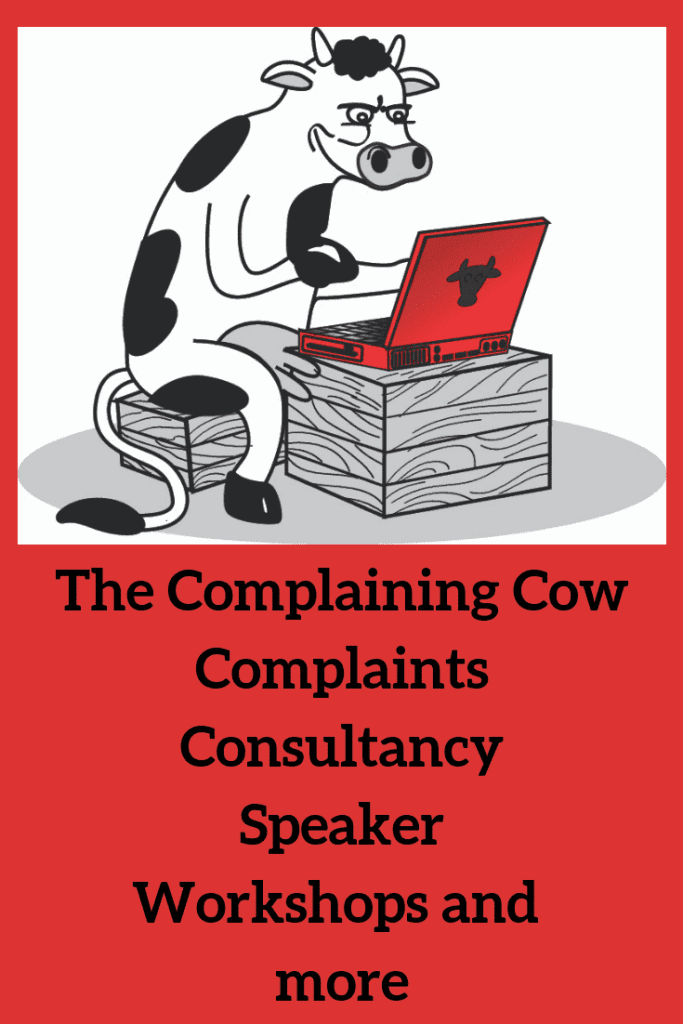 The Complaining Cow logo, complaints, consultancy, speaker, workshops and more