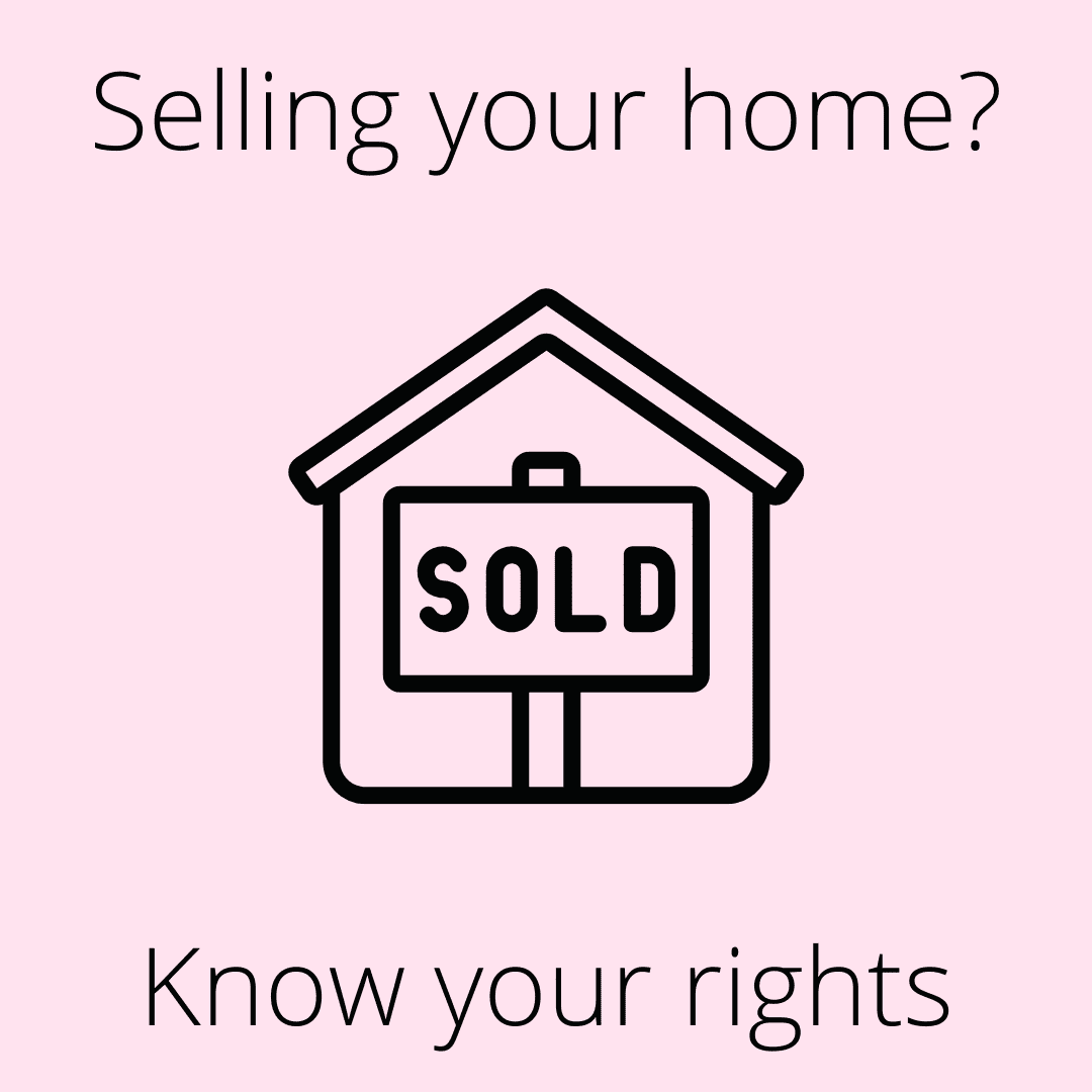 Pink background house with sold selling your home know your rights