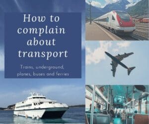 train, plane, inside bus ferry with caption how to complain about transport