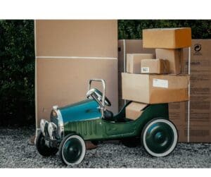 old fashioned car with boxes on it