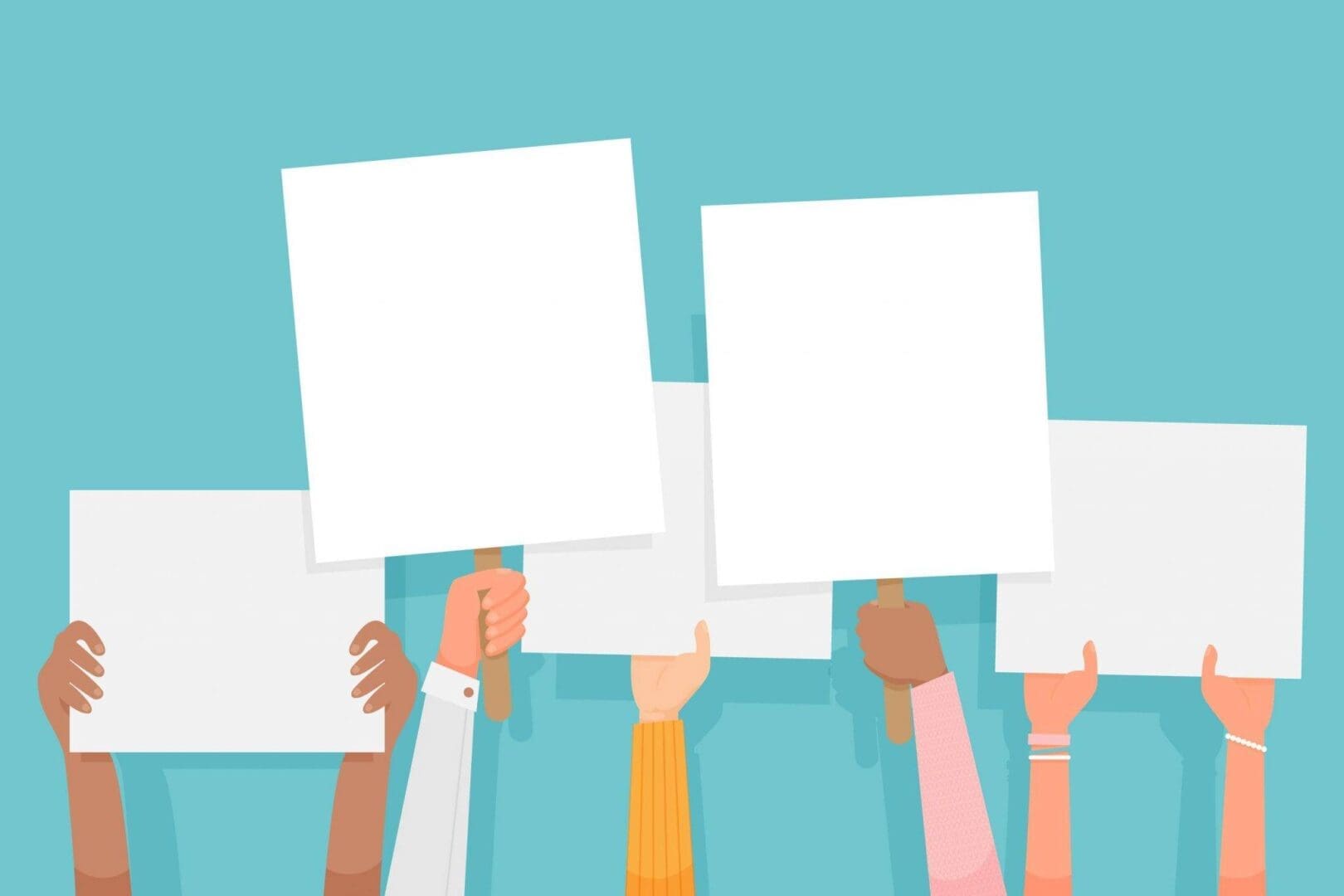 arms holding placards