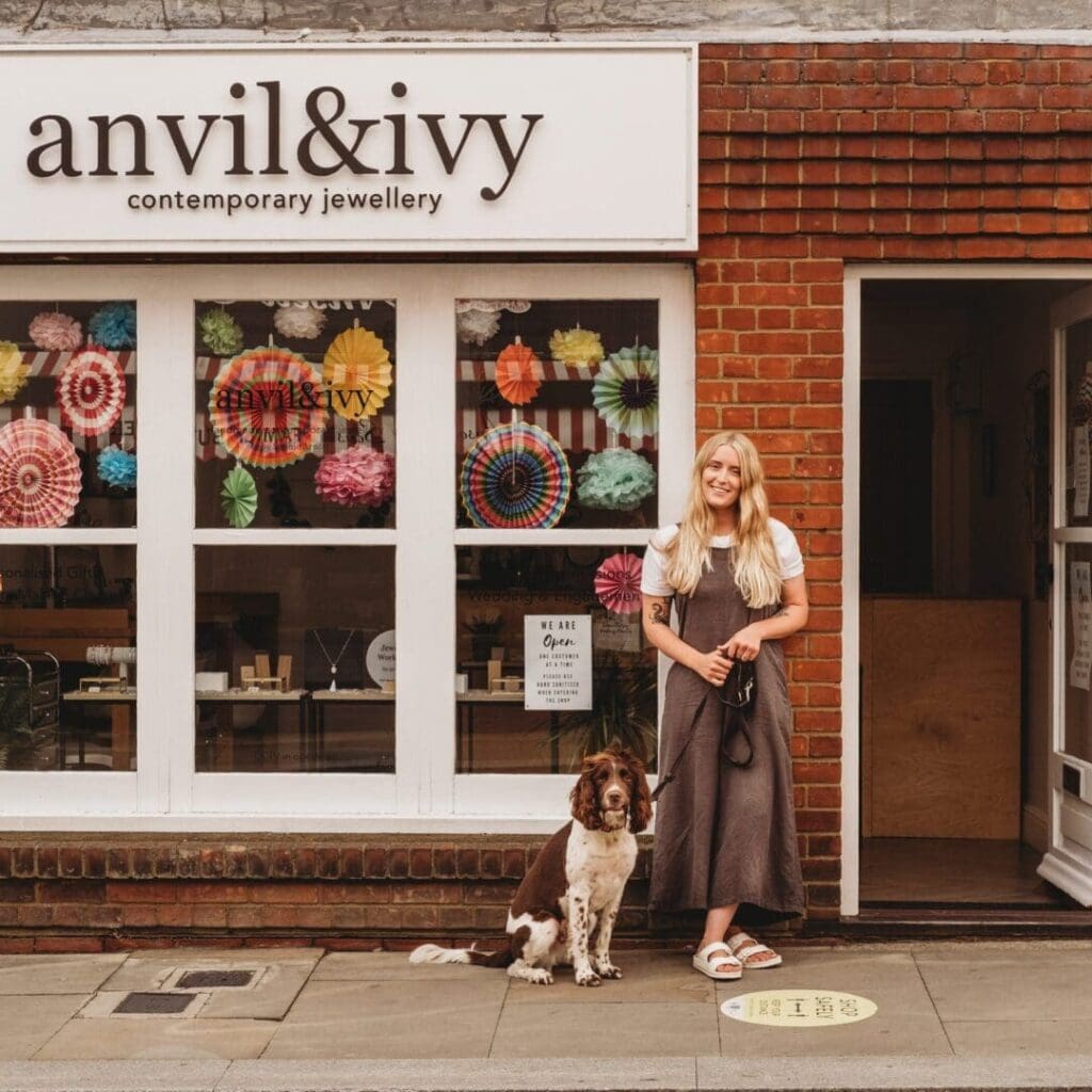 Sophie outside her Anvil & Ivy shop
