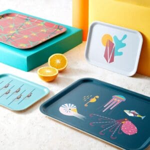 Assortment of patterned trays