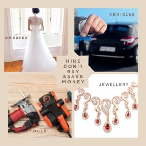 dress, car. tools necklace hire