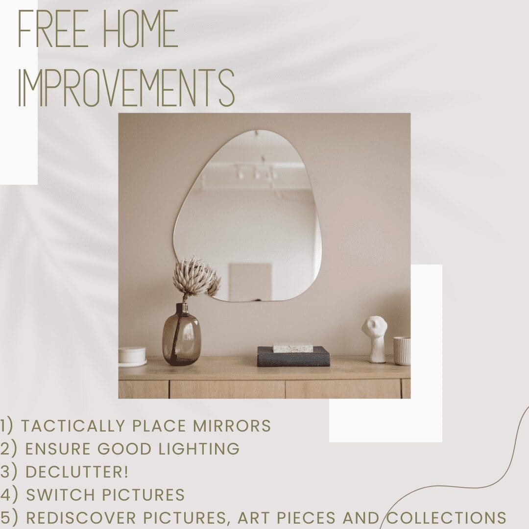 Home improvement list of ideas with image of mirror