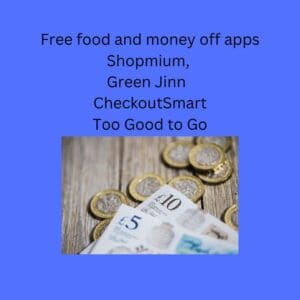 blue square with picture of money and list of apps to save money