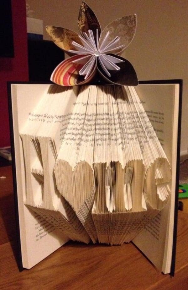 Book showing the word "home" from folder pages
