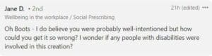 LI comment criticising Boots