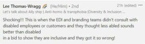 LI comment criticising Boots