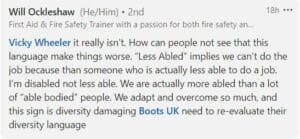LI comment criticising Boots