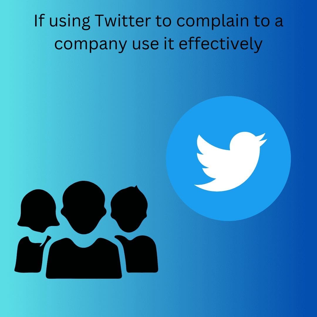graphic three people and Twitter logo If using Twitter to complain use it effectively