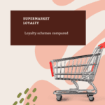 Graphic of trolley on pink and cream splodge background
