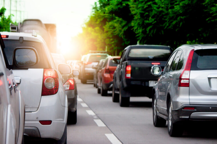cars on road very close together