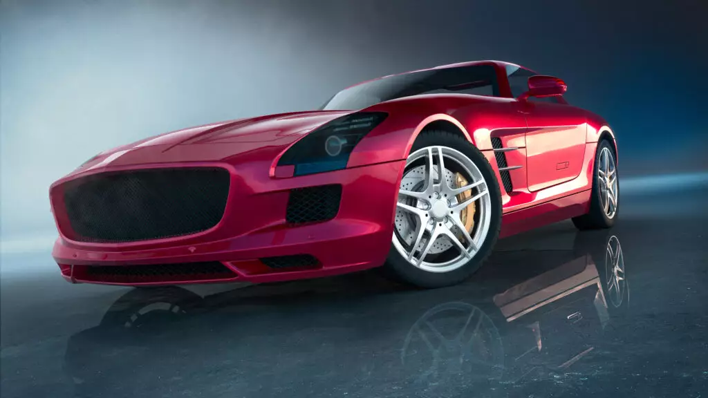 red sports car side on