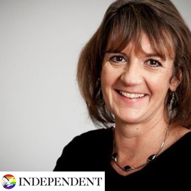 Helen Dewdney smiling Independent logo