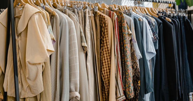 Clothes rail with variety of shirts